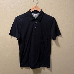 Men’s Small Volcom Black Collared Casual Skate Wear Short Sleeve Polo Shirt